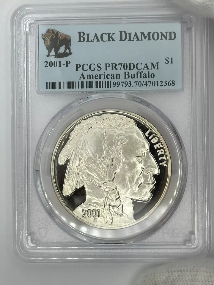 2001P Buffalo Silver Commemorative Dollar 70DCAM PCGS Black Diamond