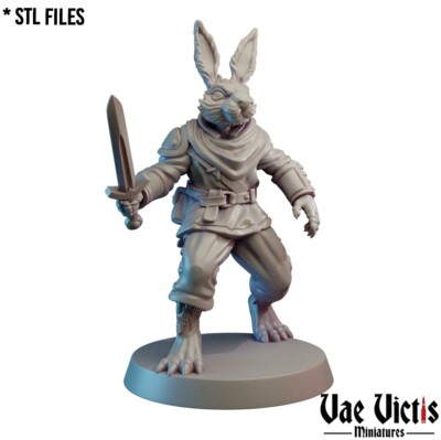 Rabbit Fighter Sword Warrior Animal DND D&D Miniatures | eBay