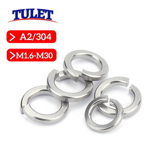 SPRING RECTANGULAR COIL LOCK WASHERS A2 STAINLESS STEEL FORM B METRIC M1.6 - M30
