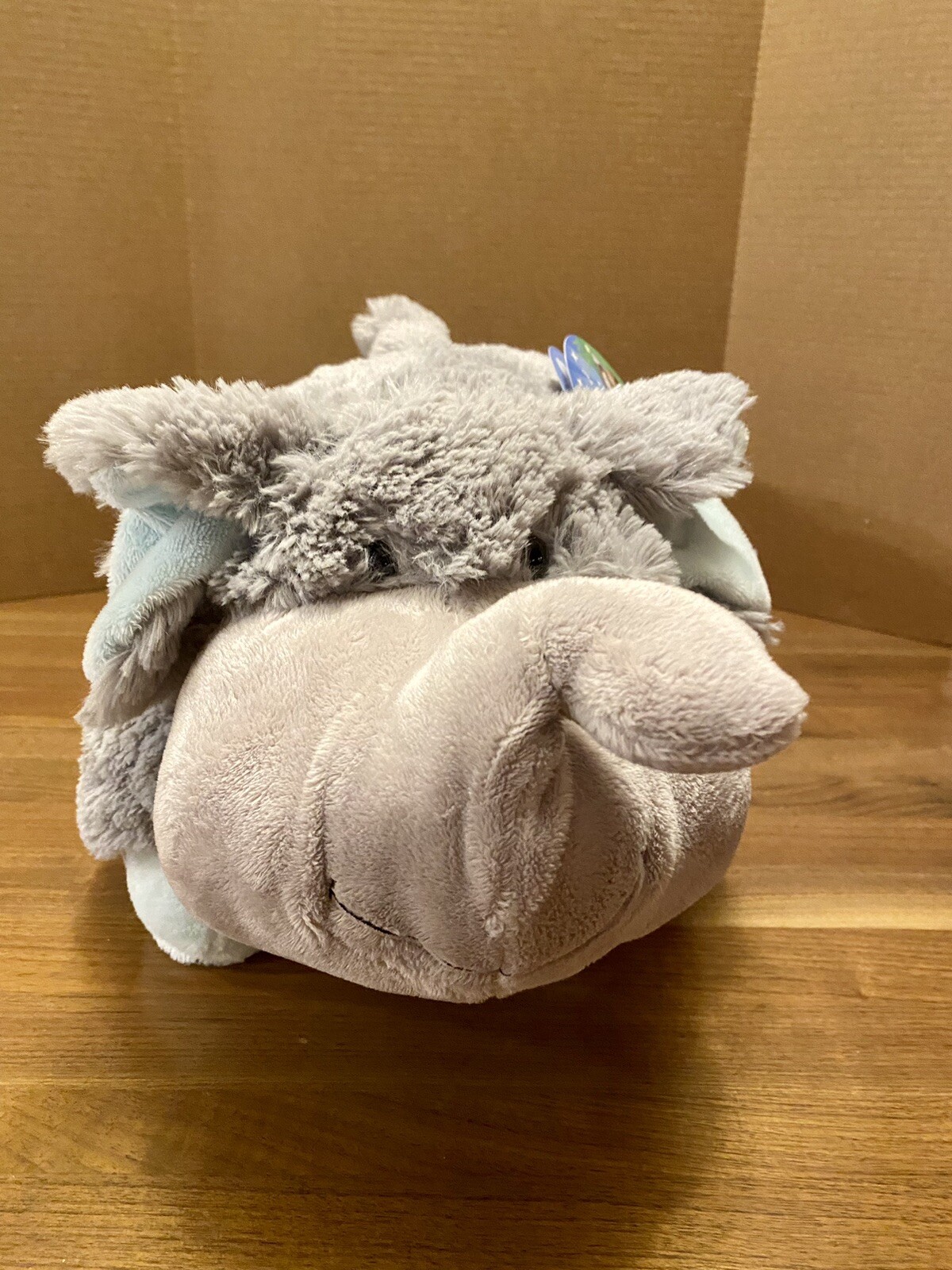 Pillow Pets Nutty Elephant Large 18" Gray Blue Stuffed Plush Animal Toy