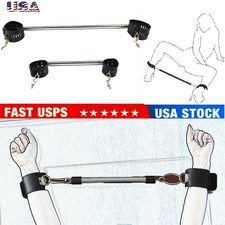 PU leather Metal Binding Adjustable Handcuffs Ankle Cuffs Legs Spreader Bar