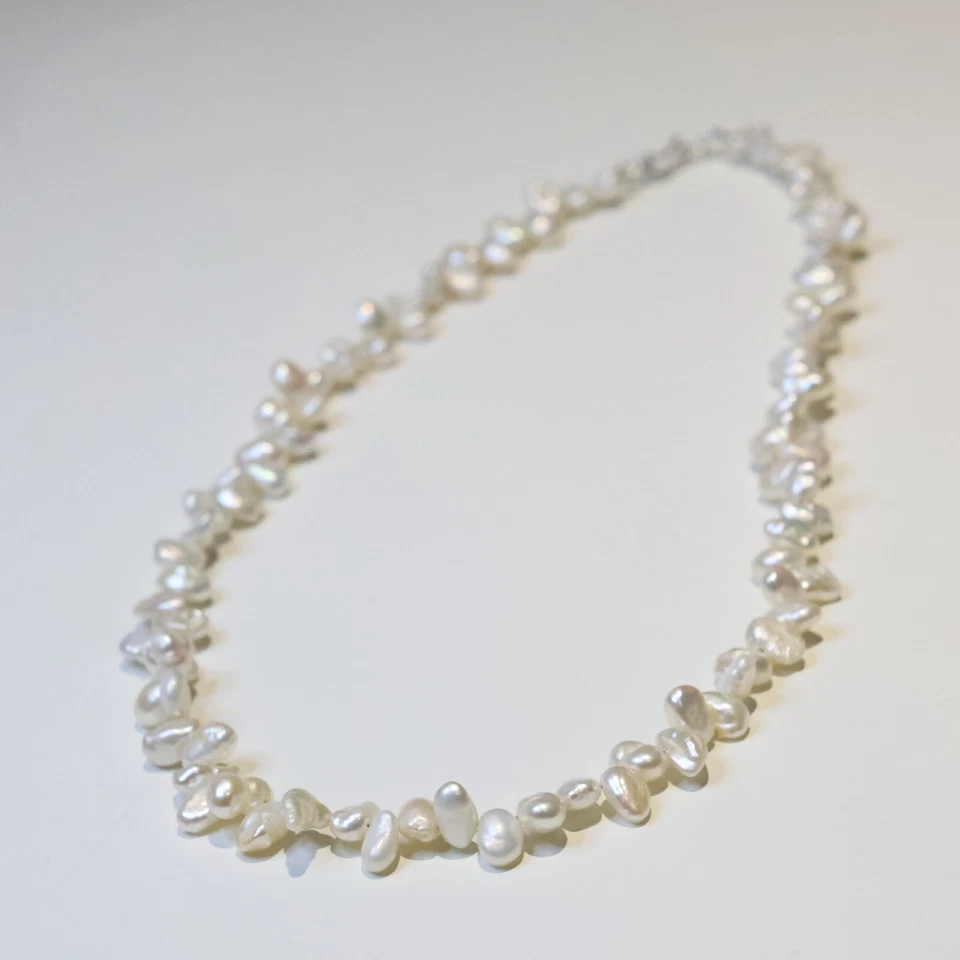 collier ras de cou argent en perle de culture d'eau douce baroque pétale 2126 - Photo 1/4