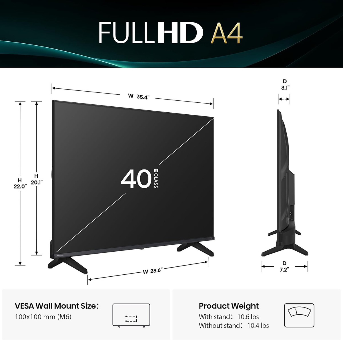 Hisense 40 Inch Class A4 Series FHD Smart Fire TV 2025 Model Alexa