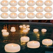 6/24× Flickering Waterproof LED Floating Candles Tealights Water-Activated Pool