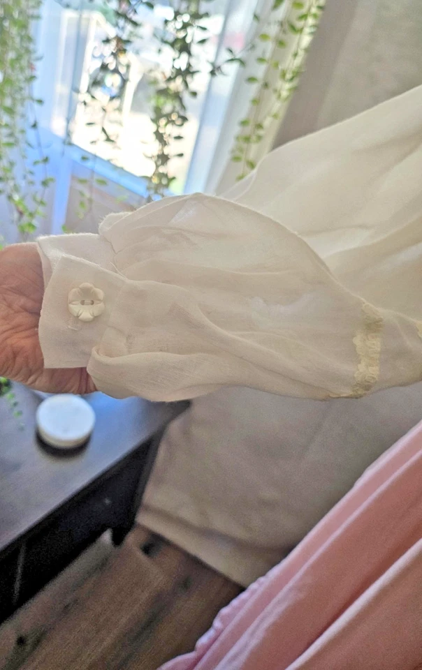 Gunne Sax by Jessica Vtg Maxi Dress Lace-up Corset Bodice Sheer Sleeves Sz 3 - Image 3 of 4