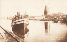 NAVE ALPENA MI RPPC c.1906 RARA piroscafo PESCE RIMORCHIATORE BARCA R.T. ROY a Thunder Bay!!!