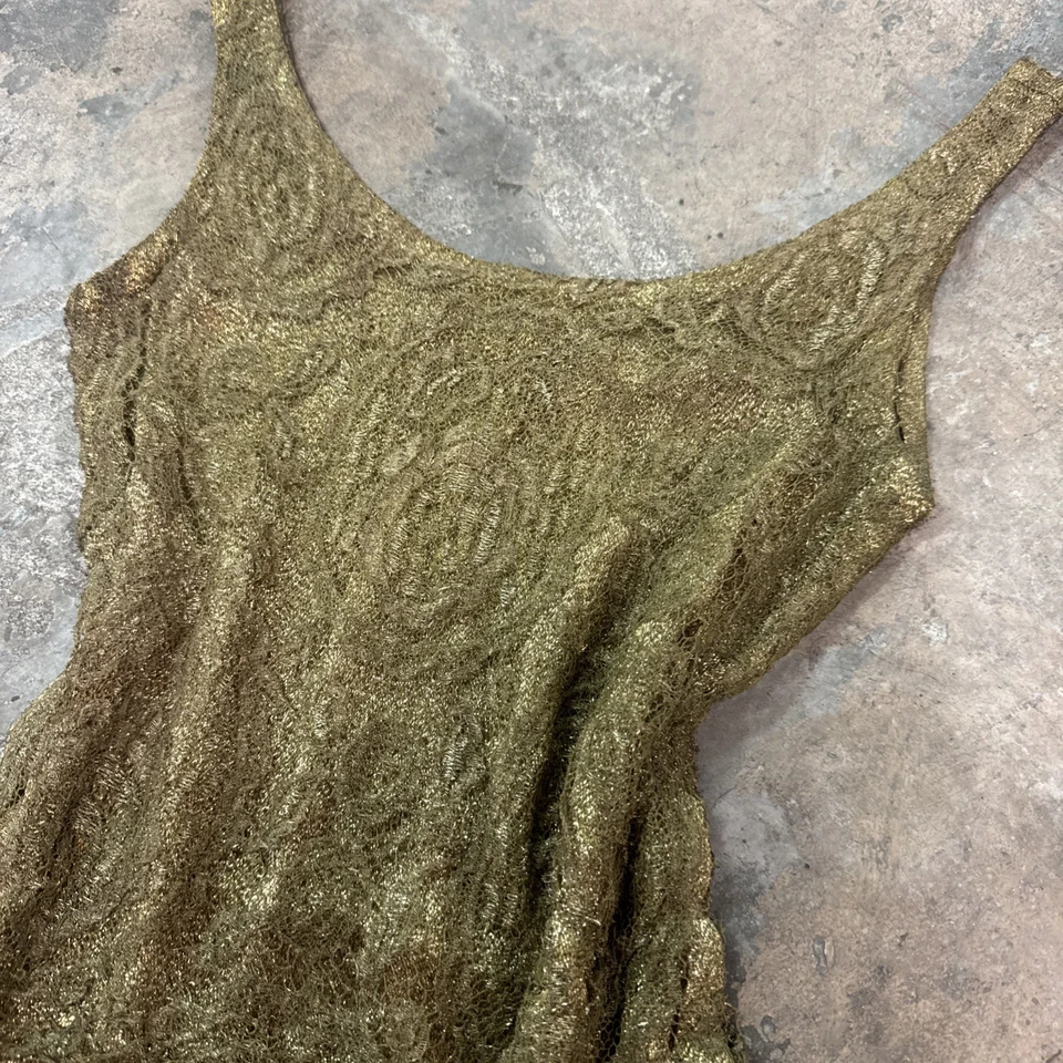 Vintage 1920s 1930s Gold Lamé Lace Blouse Bodice Floral Motif Dress Top - Image 4 of 4