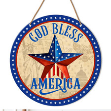 Patriotic Wooden Hanging Sign, 250Th Anniversary USA Decor for Home Front Door P