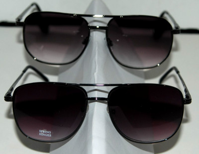 2 pair Mens tinted Reading glasses Aviator spring temple Black frames power+1.00