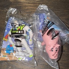 NEW Burger King 1995 Disney Pixar Toy Story Buzz Lightyear And Hamm 4" Lot Of 2