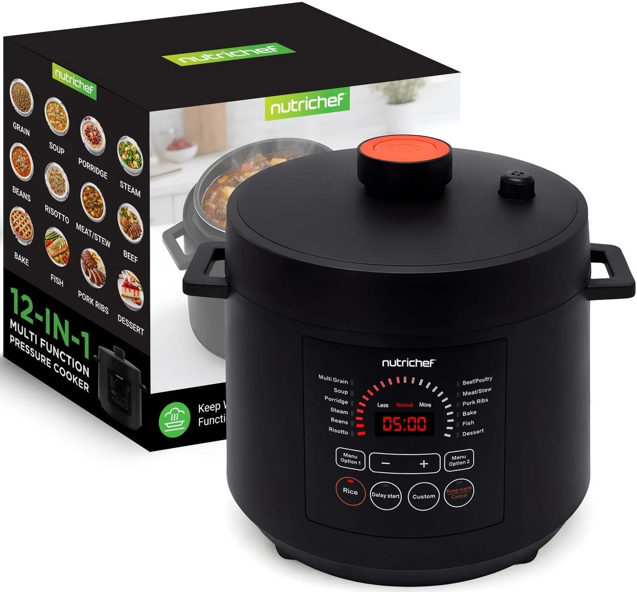 NutriChef Electric Pressure Cooker 6 Quart Capacity | 9 Function Digital Counter