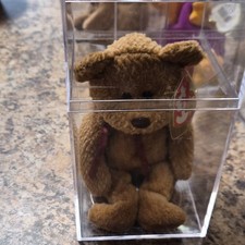 Ty Beanie Baby Brown Teddy Bear Heart Tag Clear Acrylic Display Case 1993