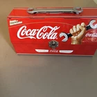 Vintage Coca Cola Collectors Tin Toolbox Red 9.5 X 4.5 X 10.5 few Scratches