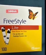 New Lot Of 400 Freestyle Lite Blood Glucose Test Strips - 100 X4 Exp 6/2027 11