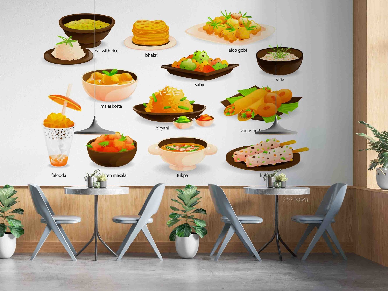 3D Indian Food Illustration Wall Murals Wallpaper Murals Wall Sticker 4