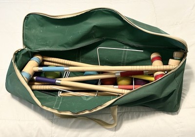 6 Player Croquet Set Wooden Mallets Balls Wickets ApudArmis Carry Bag ~ LOOK
