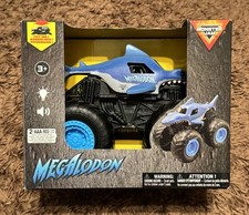 New Monster Jam 1:24 Megalodon Blue Headlights And Engine Sound 2024 Gift Ready