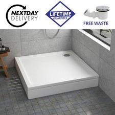 30mm Shower Enclosure Stone Tray Square / Rectangle with Riser Kit & Free Waste