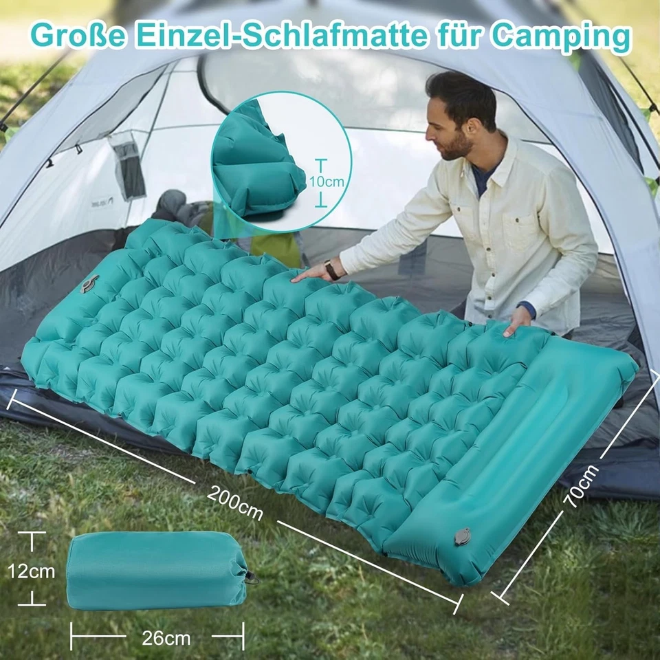 Isomatte Selbstaufblasend Ultraleichte Outdoor Campingmatte 10cm mit Fußpumpe - Bild 4 von 4