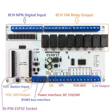 28CH 8DI-8DO-7ADC RS485 I2C SPI Multifunction Bus ESP32 Expansion Board Relay