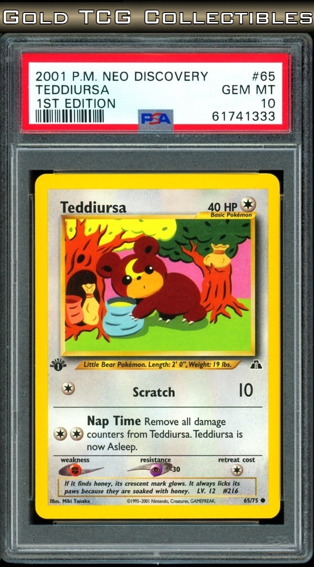 PSA 10 ⭐️ Pokemon Teddiursa 65 Neo Discovery 1st Edition Vintage Non-Holo