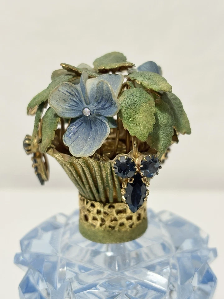 Magnificent W. Germany Heavy Cut Crystal Jewel Top Perfume Atomizer Irice - Image 3 of 4