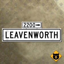 San Francisco California Leavenworth Street road sign 2200 block 1965 21x7