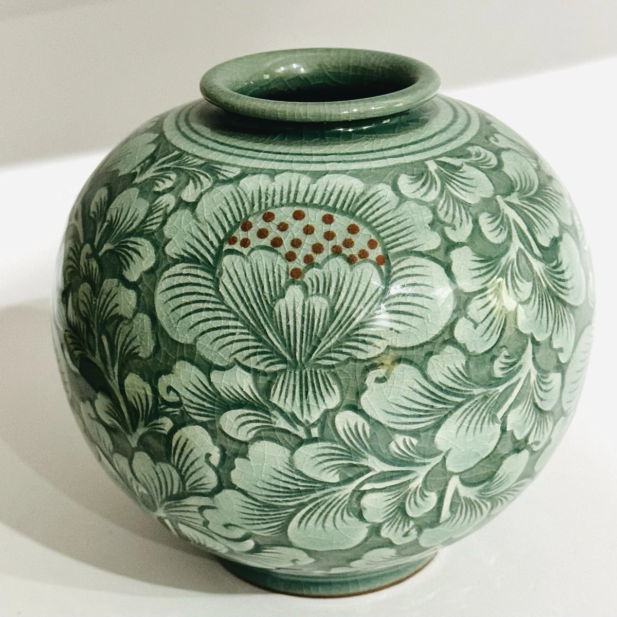 陶瓷多色1900-1940 【中古】多色陶器花瓶19-327 中国古董花瓶|