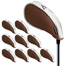 Andux Mesh Golf Iron Headcovers With Zipper, Ambidextrous, 10-Piece Set (Gray/C_