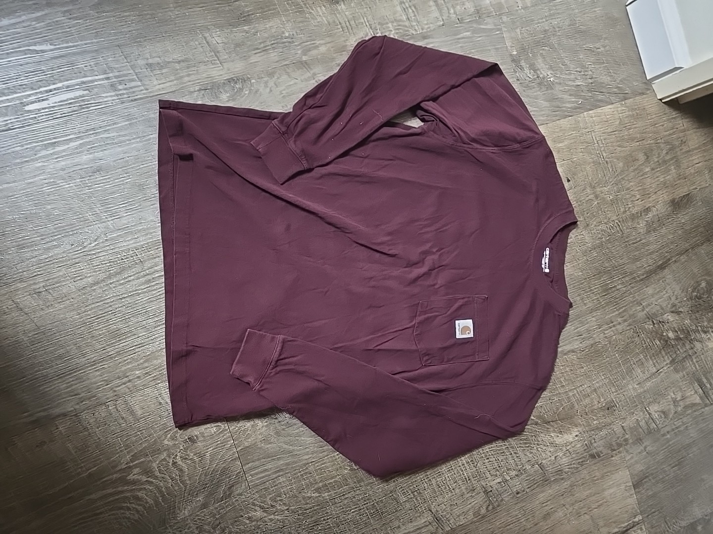 Urban Trend Carhartt Burgundy Loose Fit Long Sleeve Classic Front Pocket Shirt M