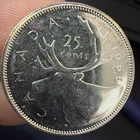 1966 Canada 25 Cents Quarter, .800 Silver Coin Ka114
