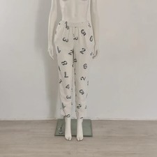 See By Chloe White Jogging Bottoms UK 12 EU 40 Black Number Print Lounge Trouser