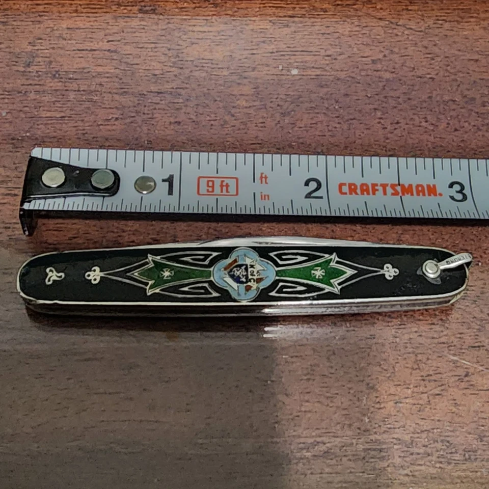 Navaja de bolsillo vintage Caballeros de Colón de ley y esmalte. ¡Impresionante! ¡Muy bonito! Foto 3 de 4