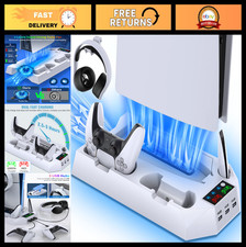 PS5 Stand Cooling Station with Dual Controller Charger, USB Hub Headset Hold