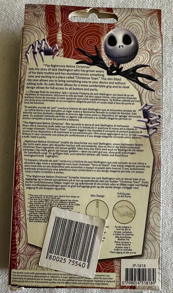 迪士尼 Jack Skellington iPhone 5 保护套 外壳 圣诞前噩梦 罕见 — 第 2/4 张图片