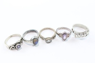 Sterling Silver Rings Celtic Amethyst Gemstone x 5 17g