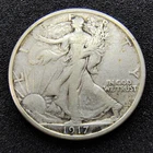 1917-D  Walking Liberty Half Dollar 50C - Denver - Rev. Mint Mark - F-VF Det.