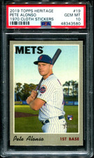 2019 Topps Heritage #19 PETE ALONSO RC 1970 Cloth Stickers SP PSA 10 GEM MINT