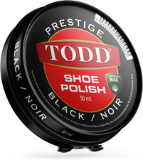 Prestige Shoe Polish BLACK High Gloss with Carnauba Wax 1.125 OZ Shine and Pro