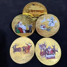 Happy Christmas Santa Claus Collectible Commemorative Coin Set Gift 4pcs