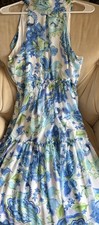 Nicole Miller, Size Medium Blue/White/Green Dress
