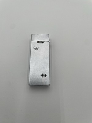 VTG Scripto Butane Cigarette Lighter Silver Starburst Brushed Silver Slim Flip