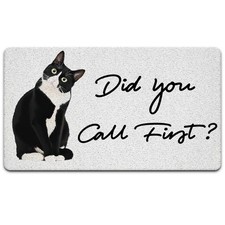 Cat Door Mat, Did You Call First Funny Door Mat Indoor Outdoor Entrance Entry...