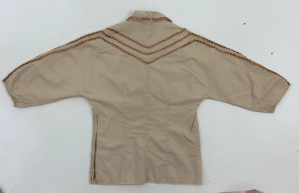 Conjunto Top y Falda De Colección Thunderbird Moda Años 50 Crema Metálica Rickrak Patio W22" Foto 4 de 4