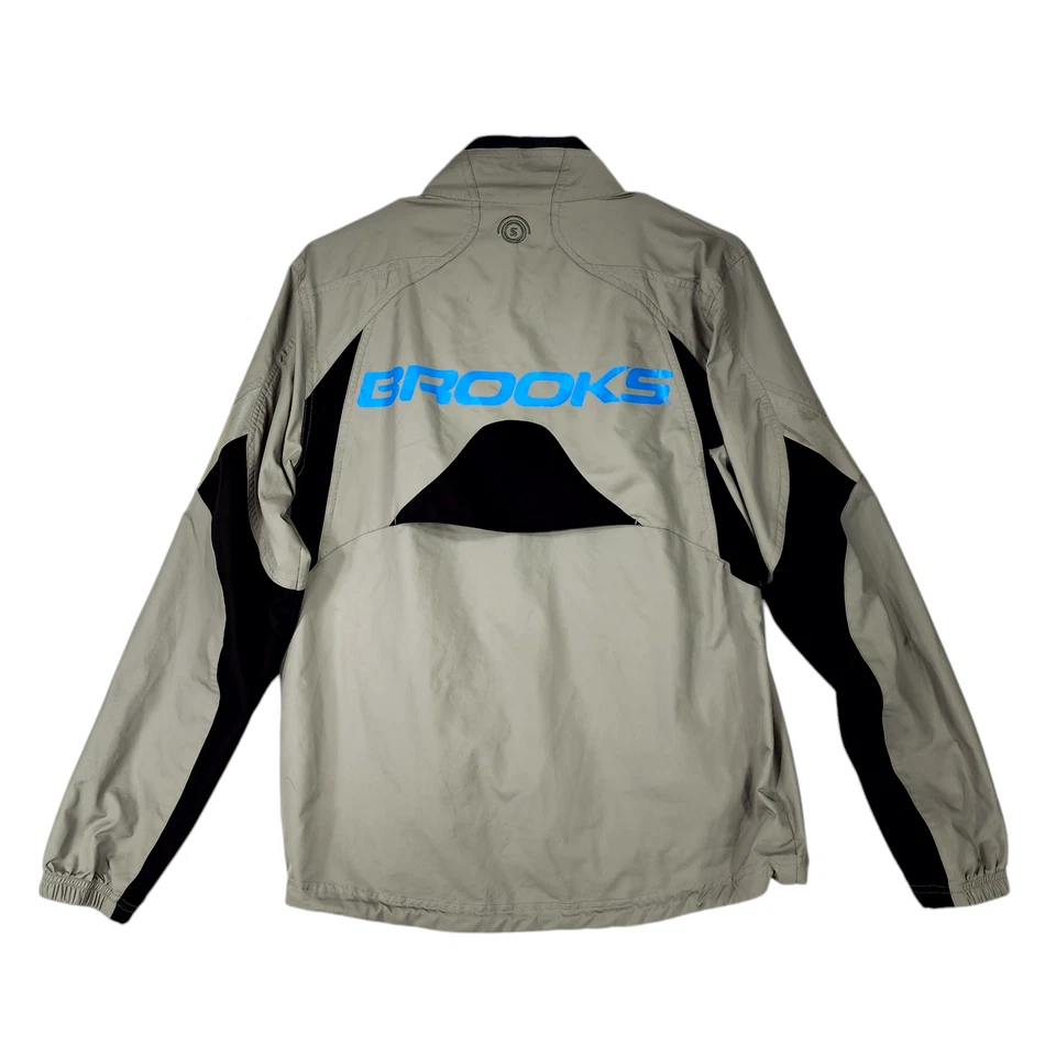 Chaqueta para correr Brooks XS para hombre gris negra reflectante para correr resistente al viento ventilada Foto 2 de 4