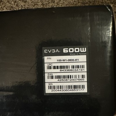 EVGA 600W 80 Plus Certified Power Supply..New-Sealed Includes Receipt