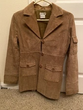 Wet Seal Tan Suede Leather Stitching Jacket Light Brown Size S Has Marks
