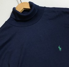 VTG Polo Ralph Lauren Men’s Navy Blue Cotton Turtleneck Shirt Made in USA Size L