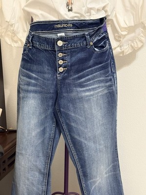 Maurices Bootcut Blue Denim Button-Fly Jeans 13/14 Regular Medium Wash