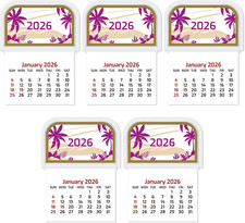5 Pcs 2026 Mini Stick on Calendar Peel and Stick Calendar Small Wall Calendars A